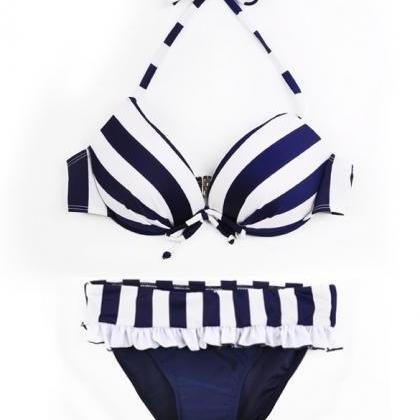 Summer Women's Cross Stripe Bikini..